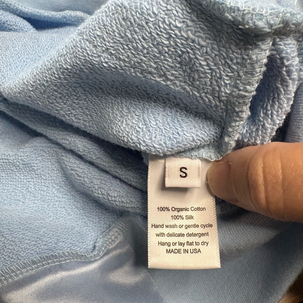 NWT Fiorla- Light Blue Crewneck Sweatshirt with Silk Details. Size S - Picture 4 of 6